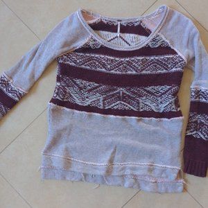 Free People Snow Angel Fair Isle Sweater Pink XS